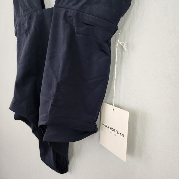 NEW Mara Hoffman Audrey Deep V-Neck One Piece Black Swimsuit - Picture 7 of 14